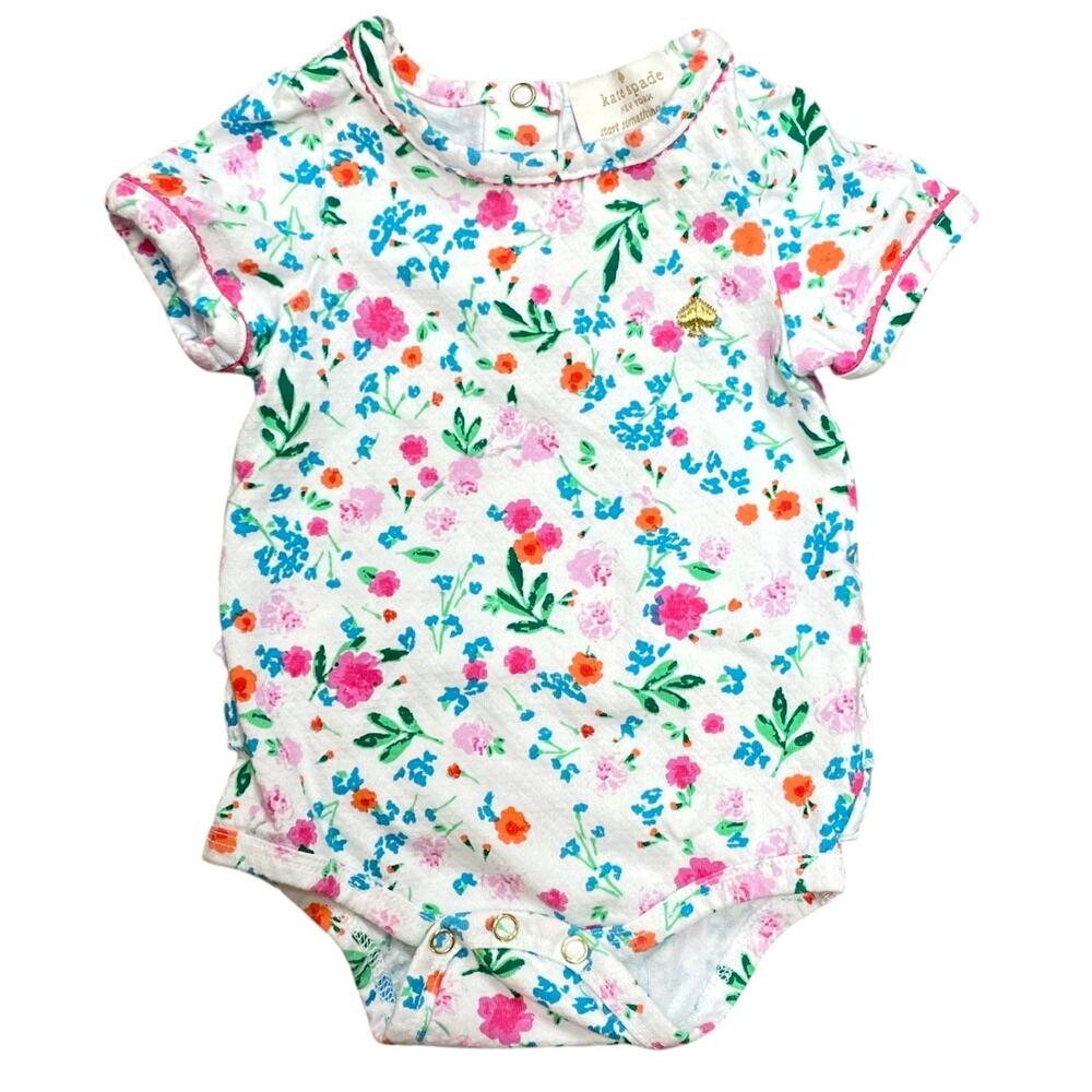 KATE SPADE "Start Something New" Floral Onesie w/ Embroidered Spade Size 3m